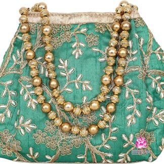 Indian Ethnic Potli Bag wedding purse jewelry purse for girls Row Silk/Satin mix